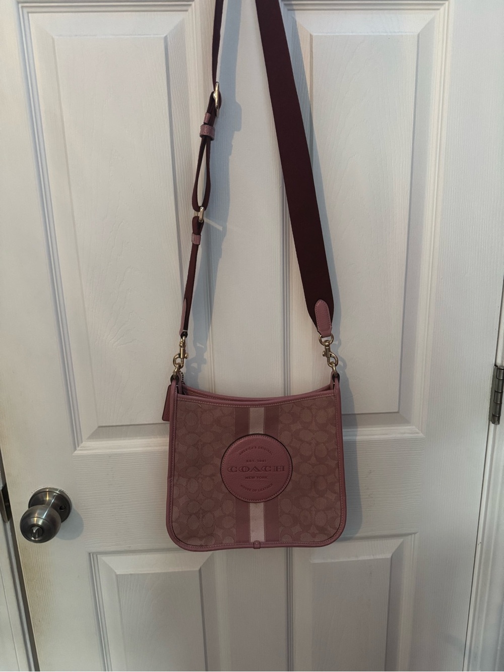 Coach Dusty Rose Signature Crossbody with Contrast Strap
